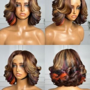 SDD 4*4 CLOSURE LAYERED BOUNCE  HIGHLIGHTS WIG